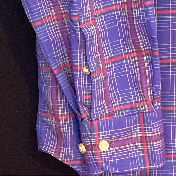 Hickey Freeman Button Down Shirt, Men’s Medium, Purple Tartan Plaid, Long Sleeve - Picture 3 of 9